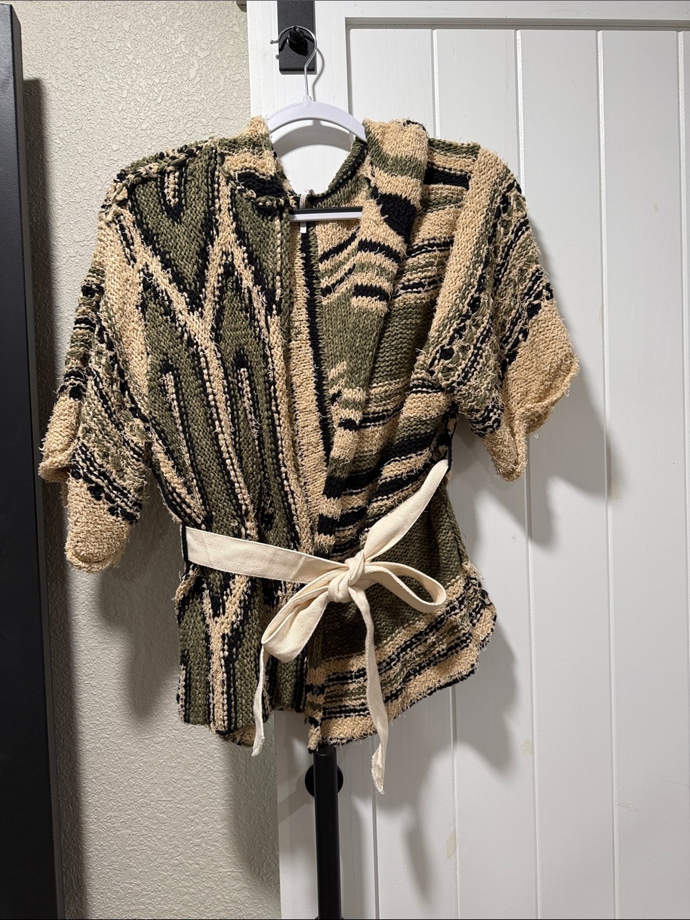 Free People Olive Beige Combo Desert Palms Wrap Cardi - Picture 4 of 5